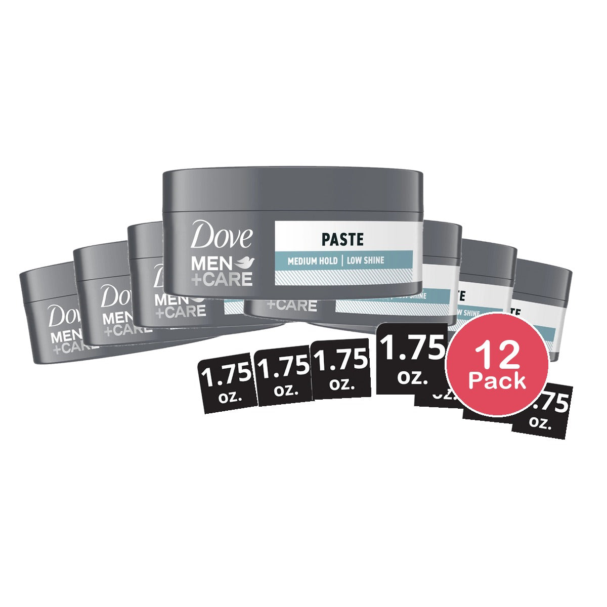 Dove Sculpting Hair Paste Pomade Textured Look Medium Hold Matte Finish for Men 1.75 oz (Pack of 12)