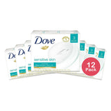 Dove Sensitive Skin Beauty Bar Unscented 3 Ea 3.17Oz (Pack of 12)