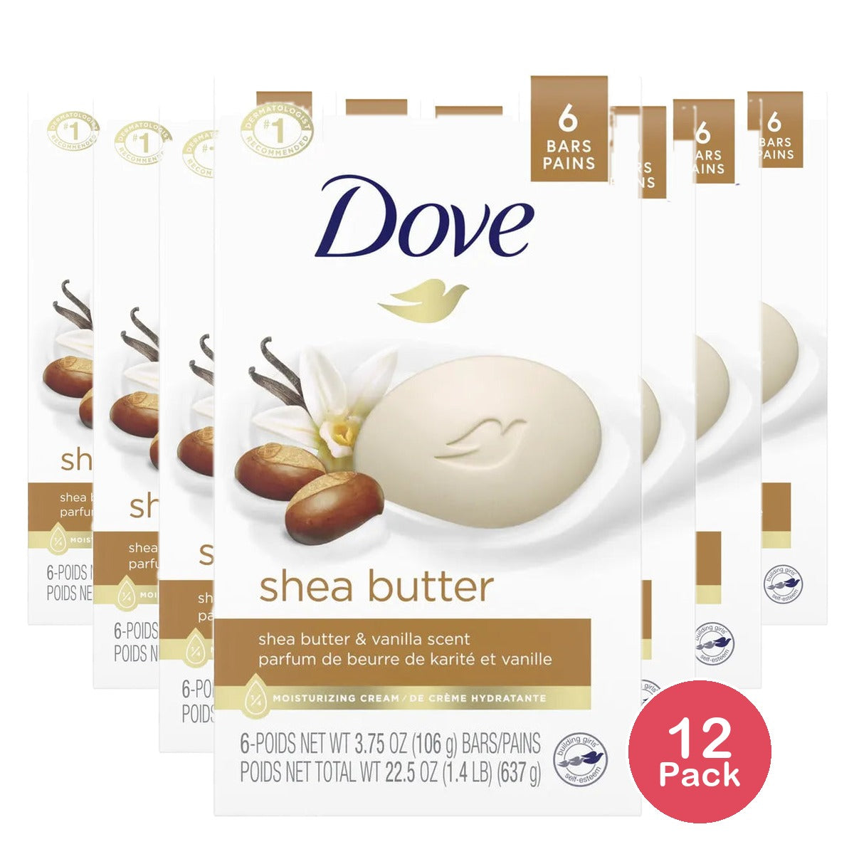 Dove Shea Butter Gentle Skin Bar Soap 6 Ea 3.75Oz (Pack of 12)