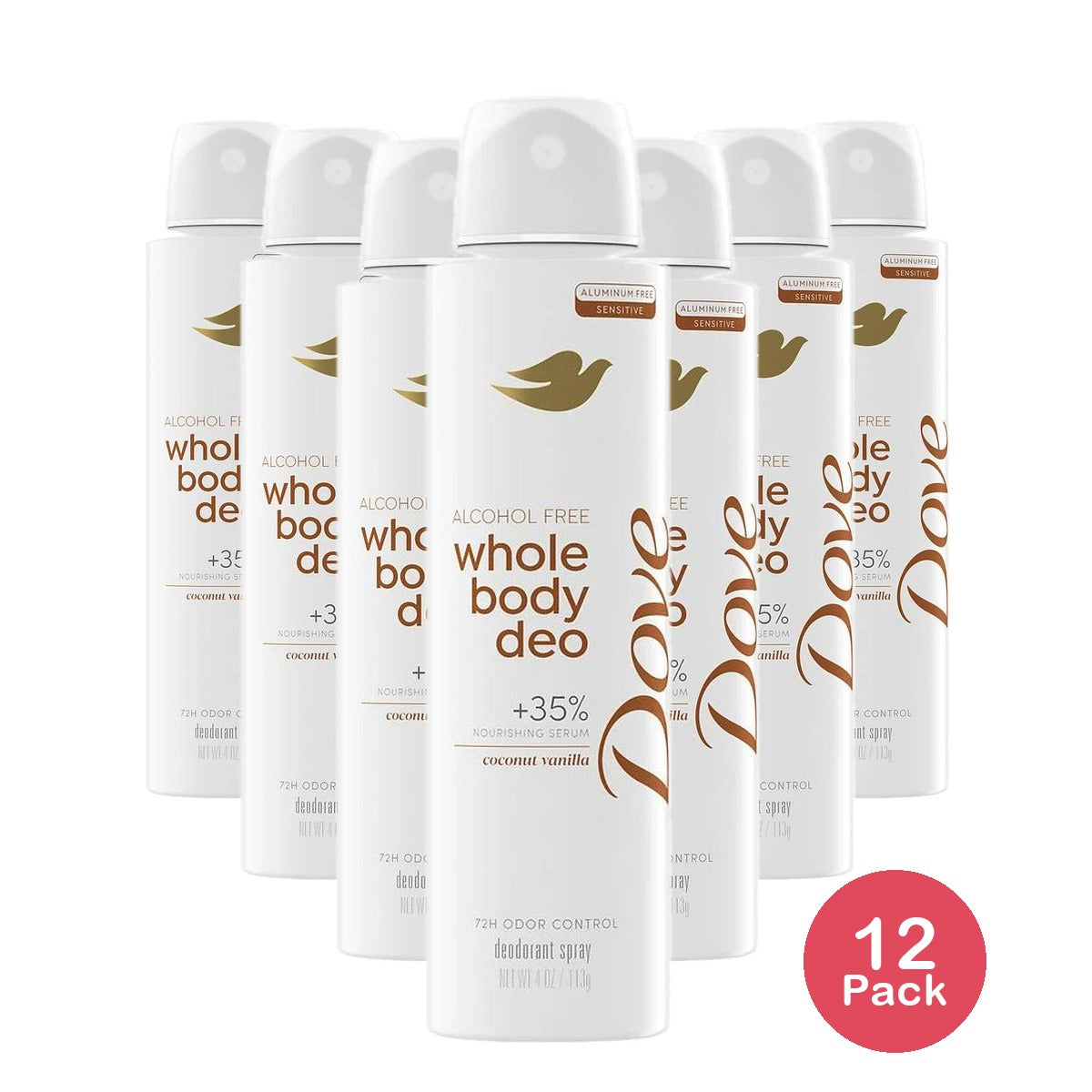 Dove Whole Body Deo Spray Coconut Vanilla 4 Oz (Pack of 12)