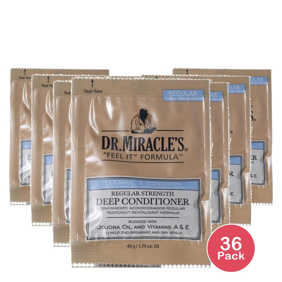 Dr. Miracles Regular Strength Deep Conditioner Packett Repairing Dry Hair Fem 1.75 Oz (Pack of 36)