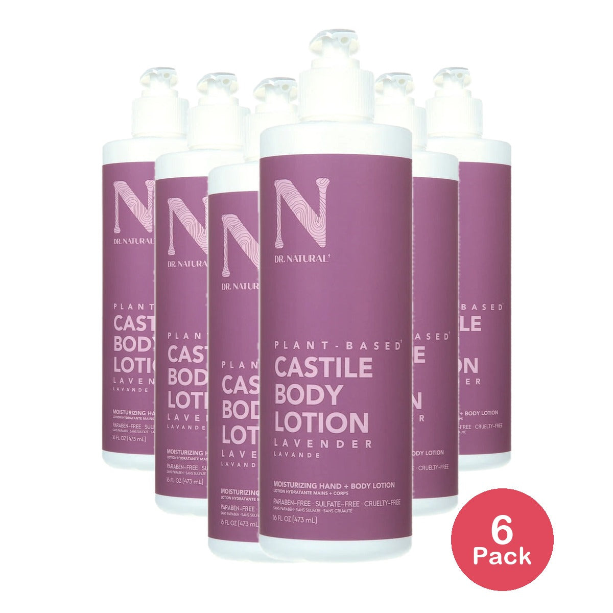 Dr. Natural Castile Body Lotion Lavender 16. Oz (Pack of 6)