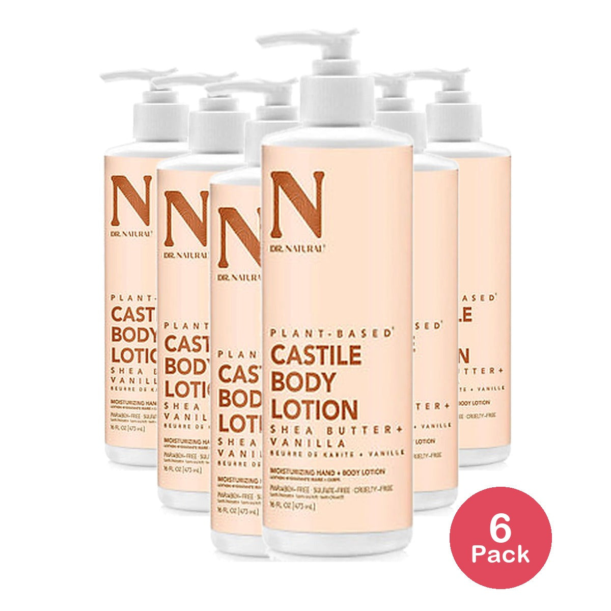 Dr. Natural Castile Body Lotion Shea Butter + Vanilla (Pack of 6)
