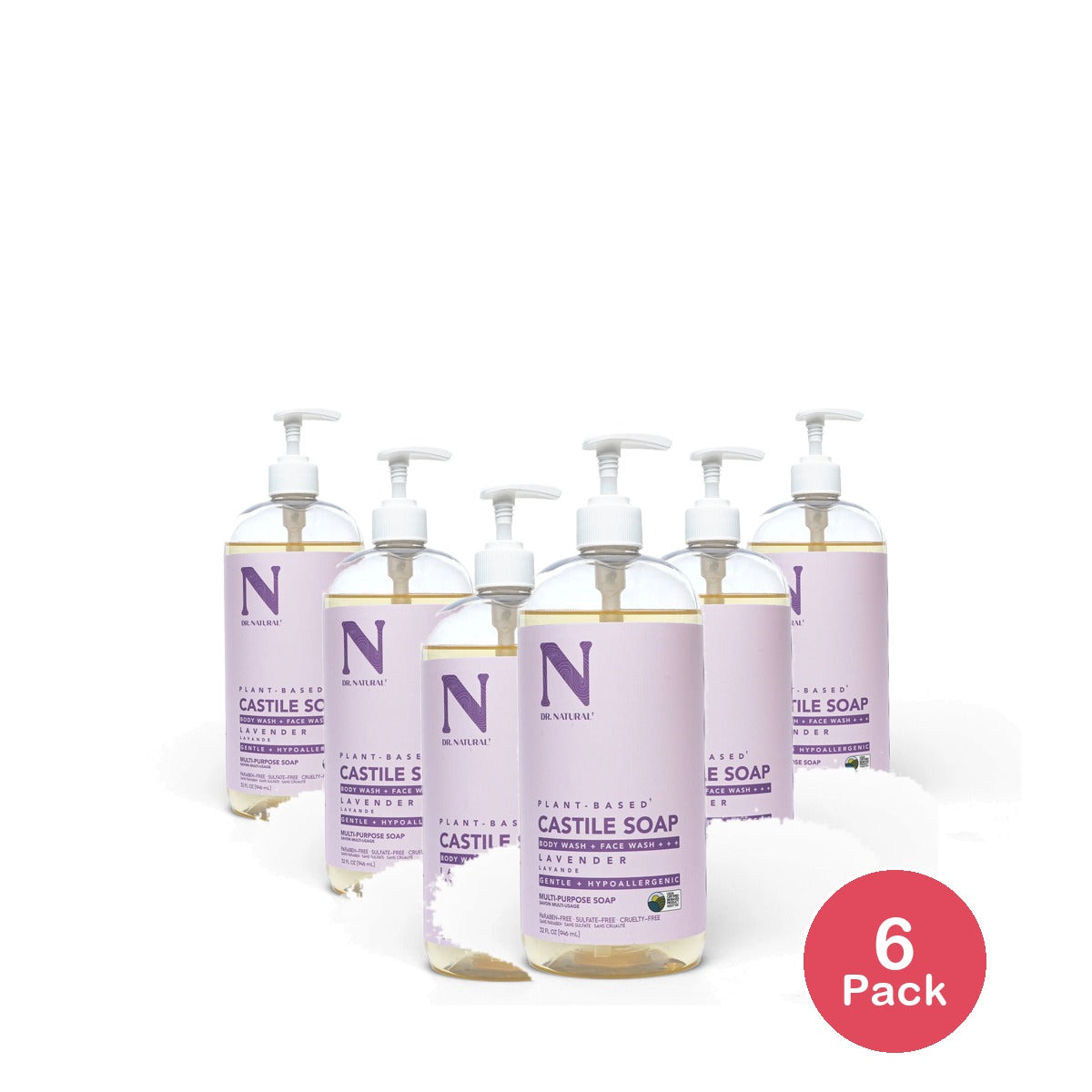 Dr. Natural Castile Liquid Soap Lavender 32 Oz (Pack of 6)