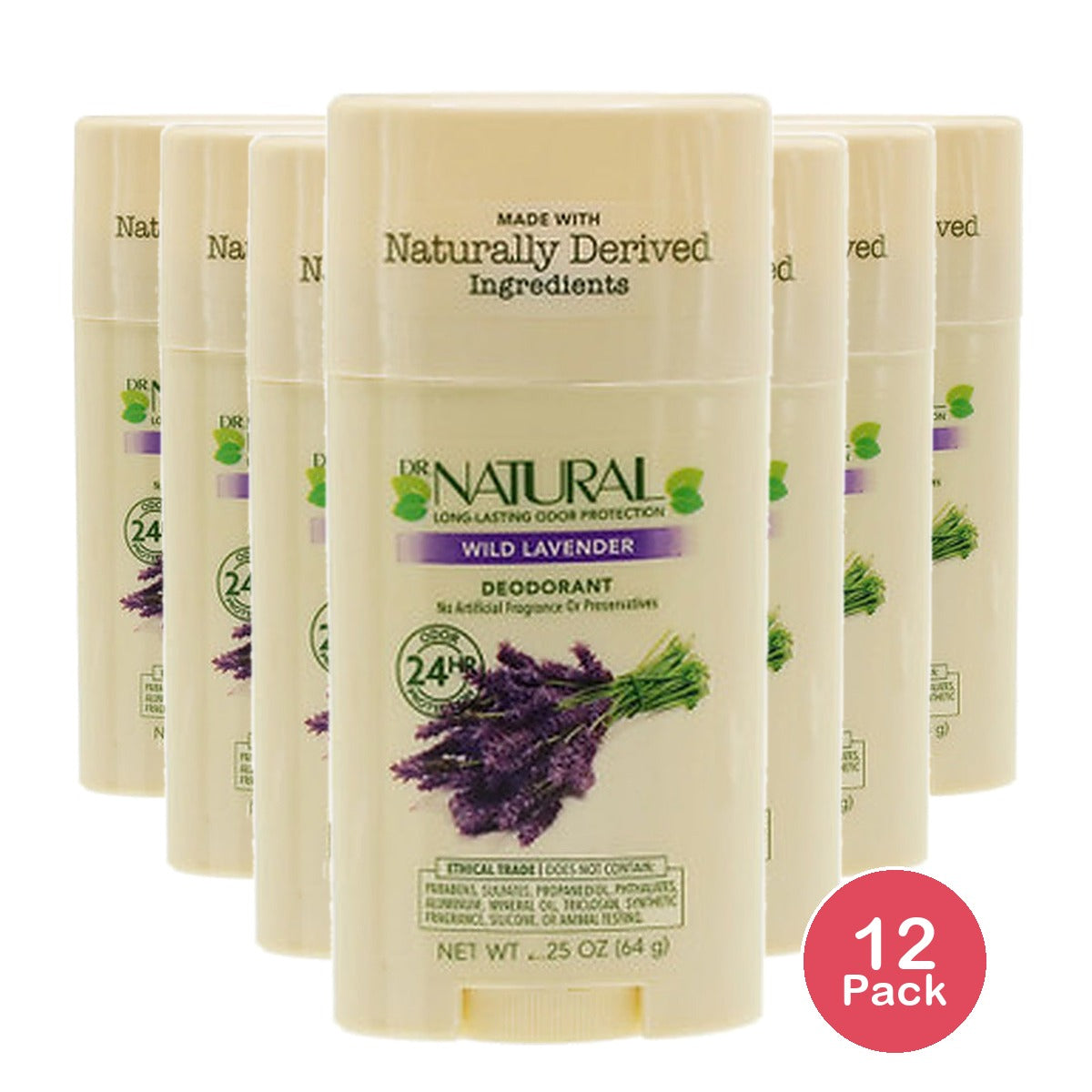 Dr. Natural Lavender Deodorant Stick 3 Oz (Pack of 12)