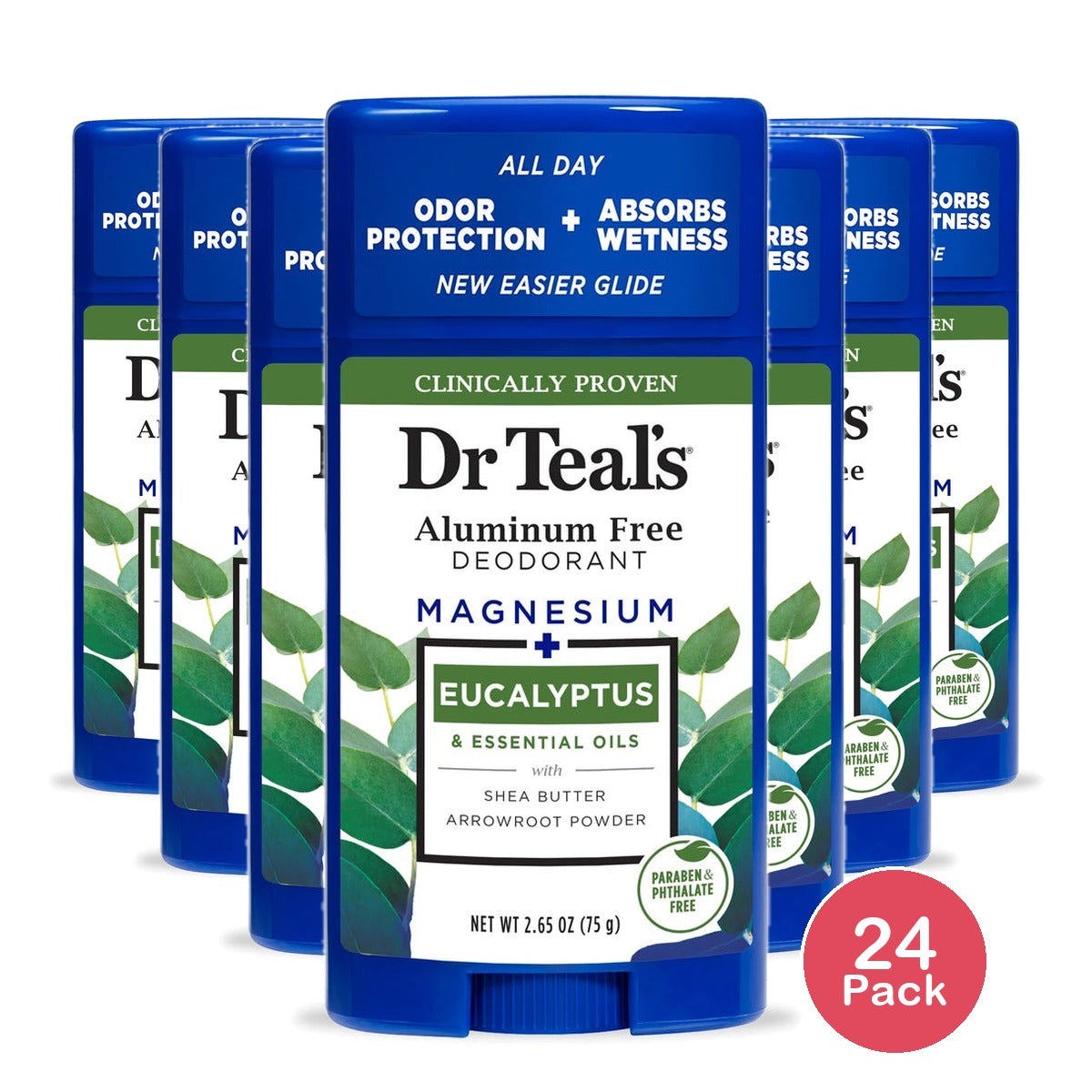 Dr Teal's Aluminum Free Deodorant Eucalyptus with Essential Oils 2.65 oz (Pack of 24)