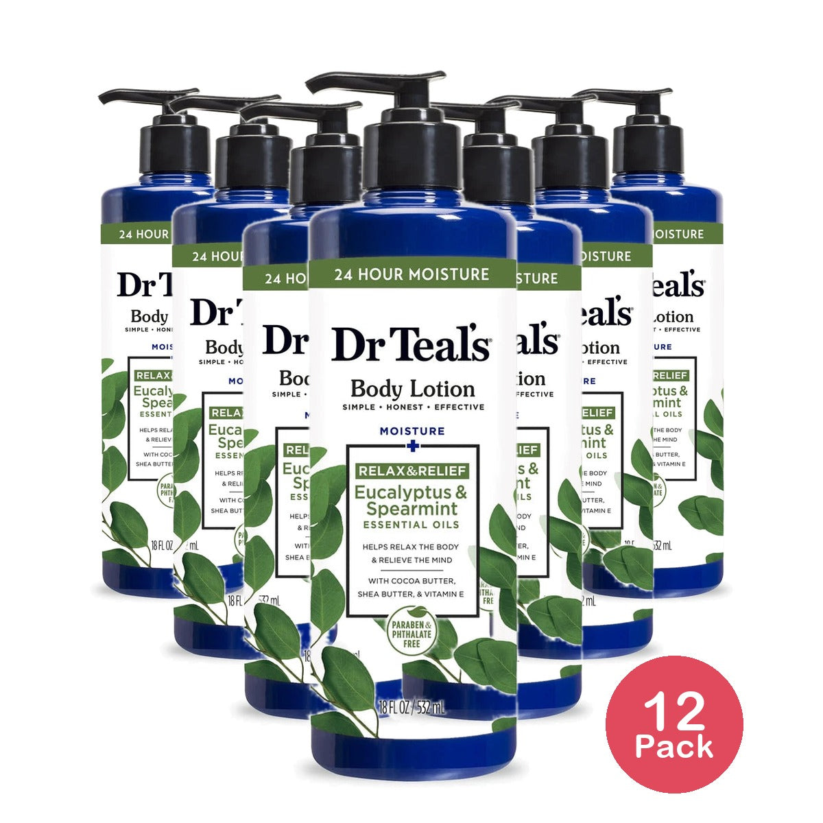 Dr Teal's Eucalyptus & Spearmint Body Lotion 18 fl oz. (Pack of 12)
