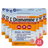 Dramamine Chewable Motion Sickness Relief Orange Flavor 4 Count 0.32Oz (Pack Of 24)