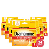 Dramamine Kids Chewable Motion Sickness Relief Tablets for Nausea, Dizziness & Vomiting - Grape -  8ct (Pack of 24)