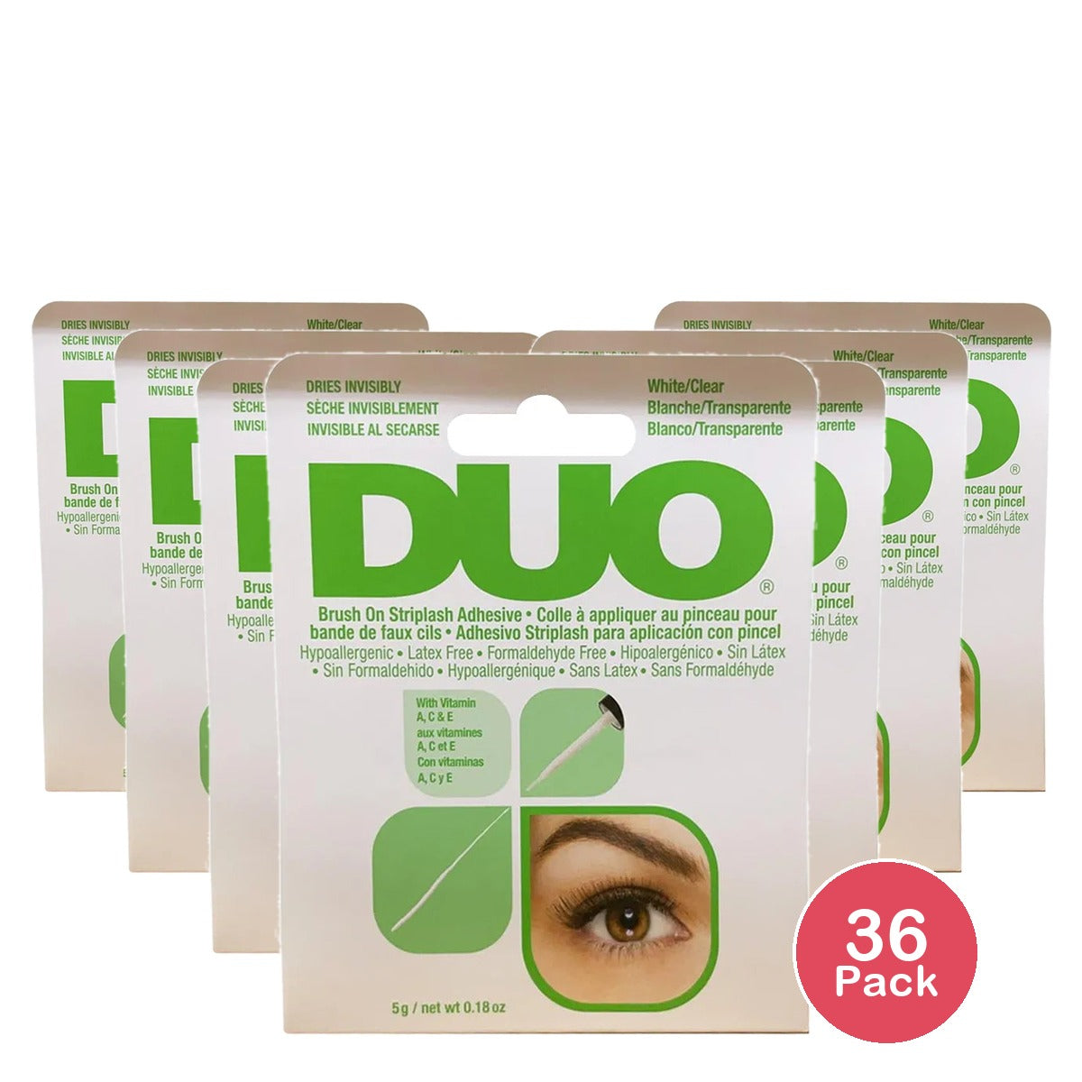 Duo Brush On Striplash Adhesive With Vitamins A C And E Clear 0.18Oz (Pack Of 36)