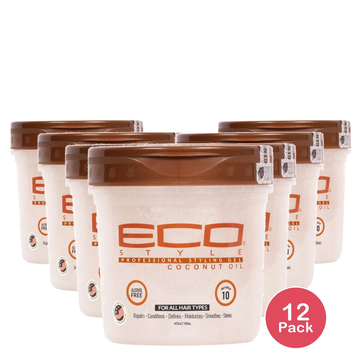 Eco Style Coconut Oil Gel 8 Oz (Pack of 12)