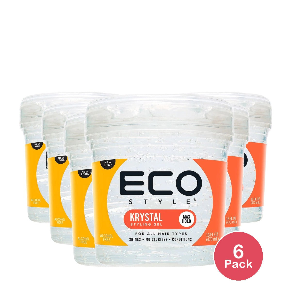 Eco Style Krystal Professional Styling Gel 16 Oz (Pack of 6)