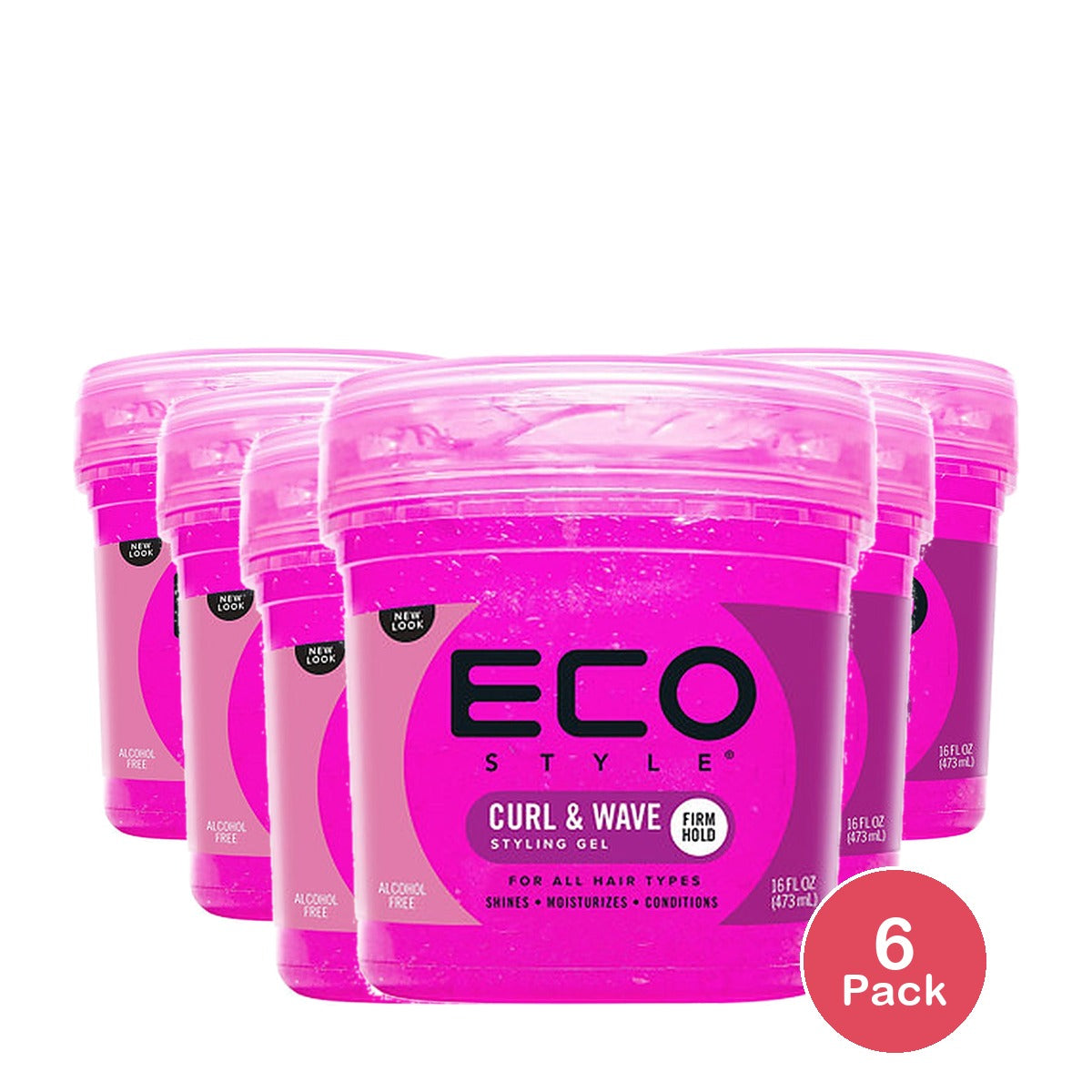 Ecoco Eco Style Pink Curl & Wave Gel 16 Oz (Pack of 6)