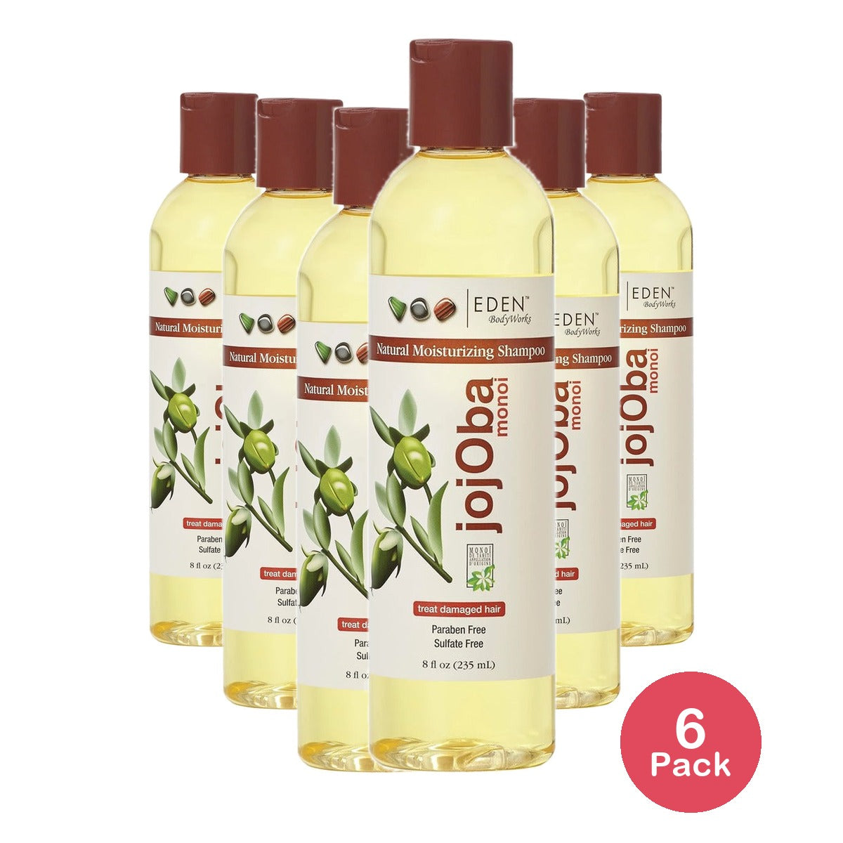 Eden BodyWorks Moisturizing Shampoo Jojoba 8 Fl Oz (Pack of 6)