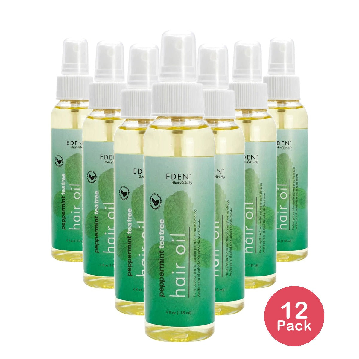 Eden BodyWorks Peppermint Tea Tree Hair Oil 4 Oz (Pack of 12)