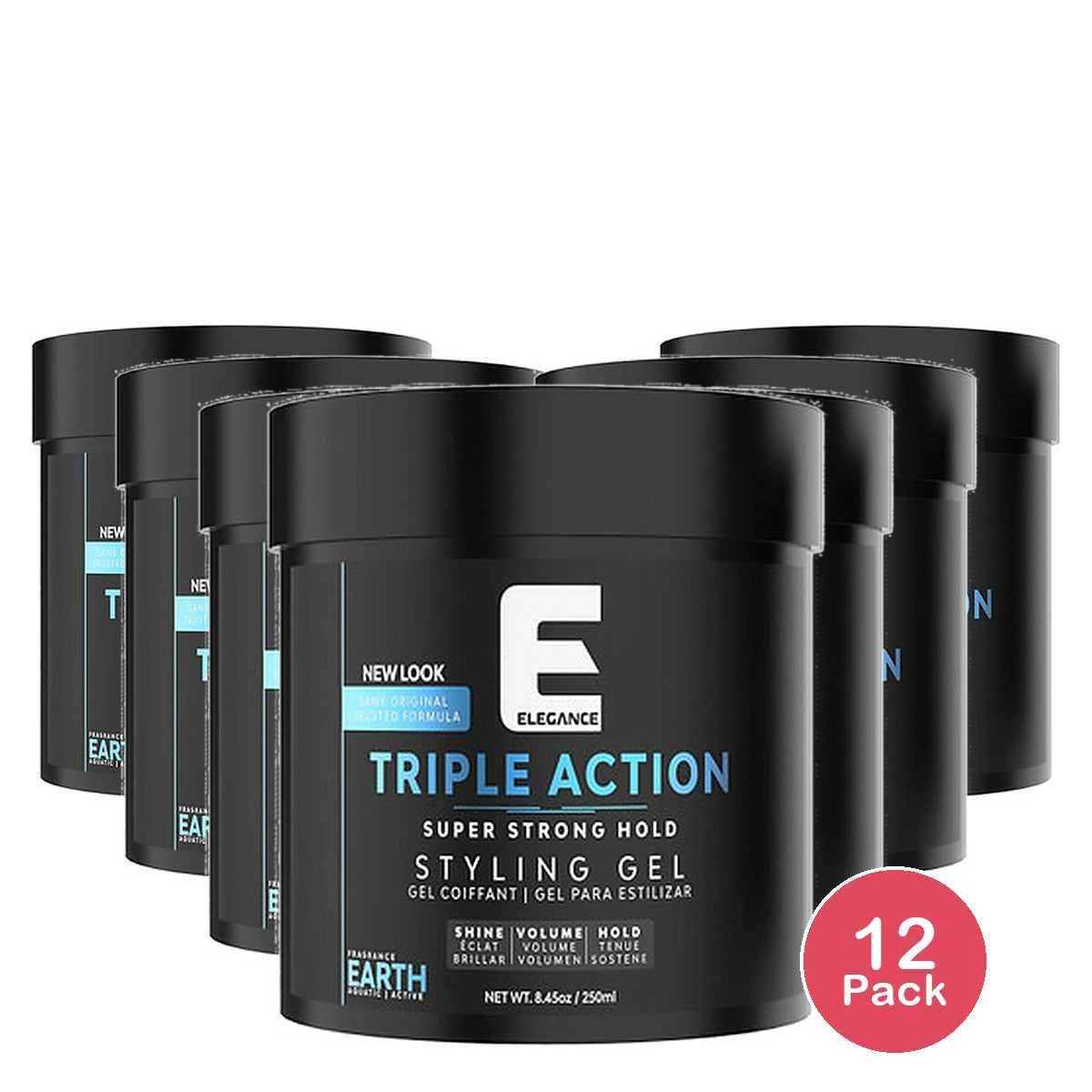Elegance Triple Action Strong Hold Hair Gel 8.8 Oz (Pack of 12)