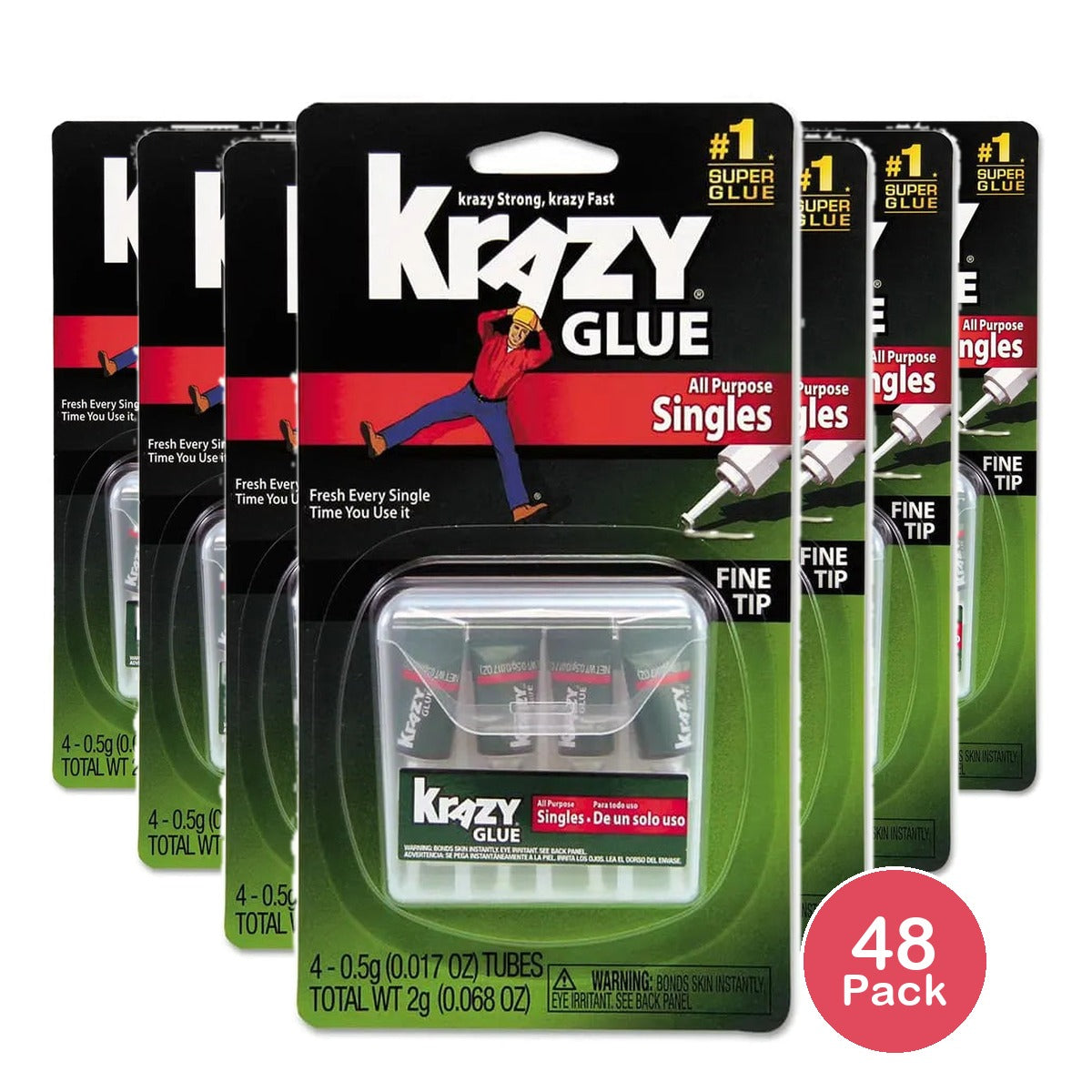 Elmers Instant Krazy All Purpose Glue Liquid Single Use Tubes 0.07Oz (Pack Of 48)
