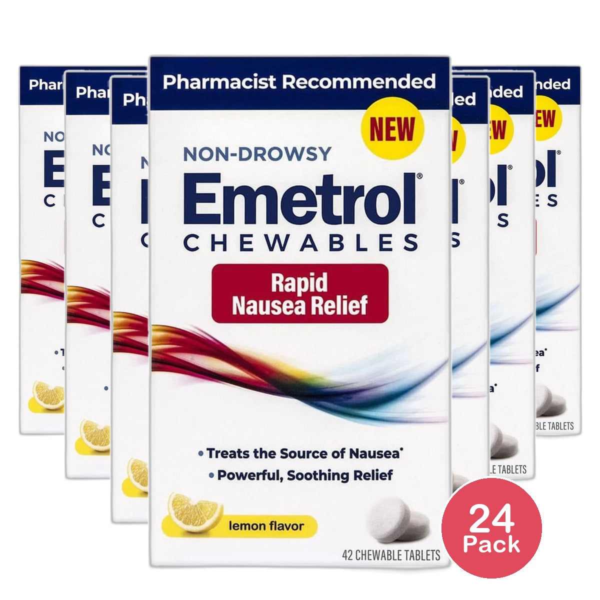 Emetrol Rapid Nausea Relief Chewable Tablets Lemon 4.2oz (Pack of 24)
