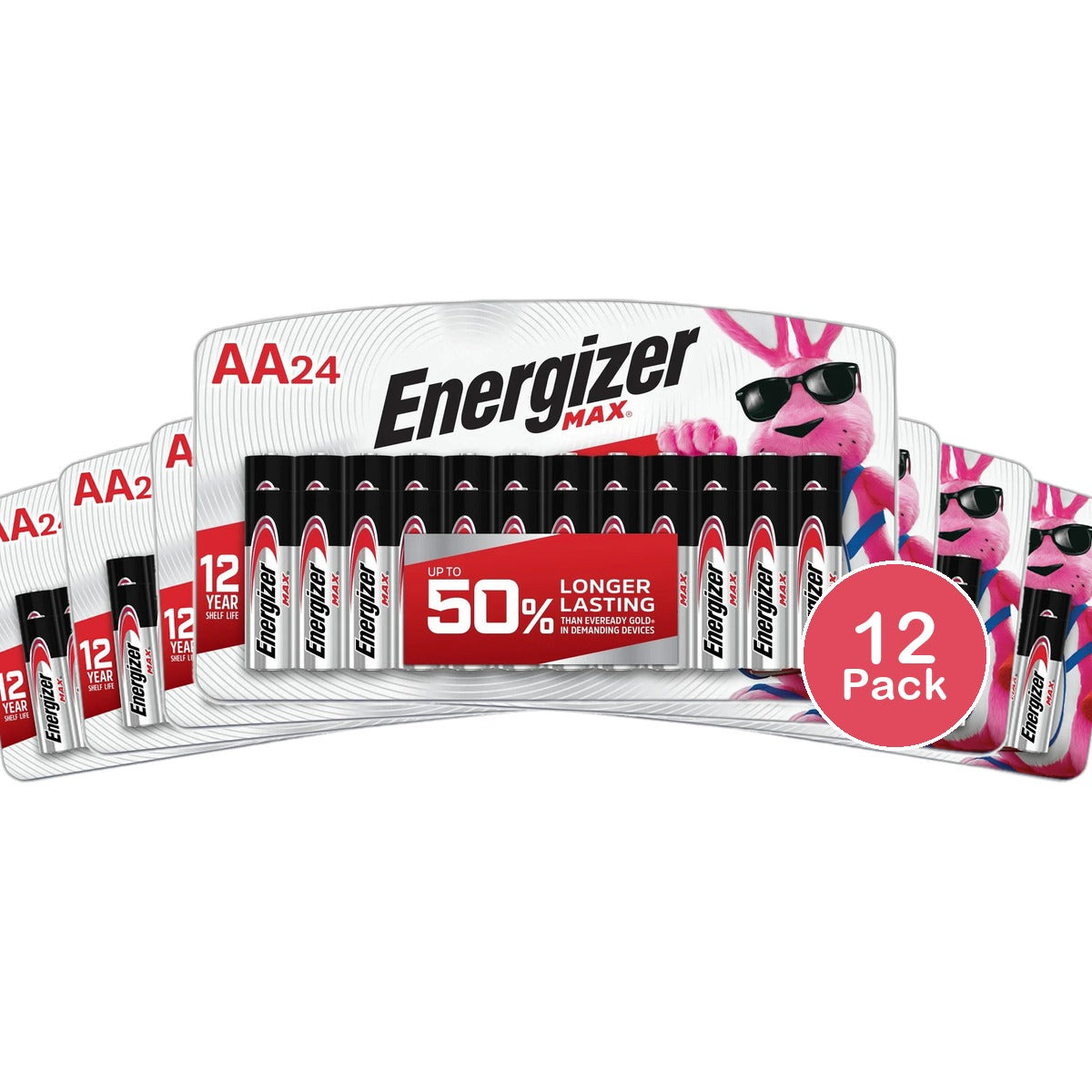 Energizer Max Alkaline 50% Long Lasting AA Battery 10Oz (Pack of 12)