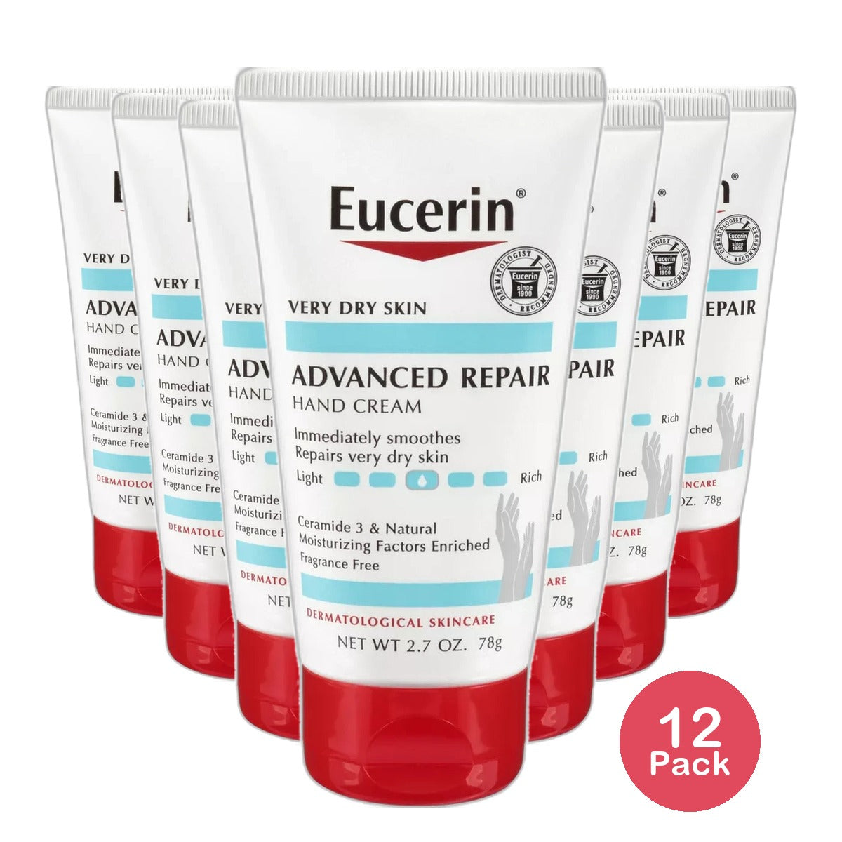 Eucerin Advanced Repair Hand Creme Fragrance Free 2.7Oz (Pack of 12)