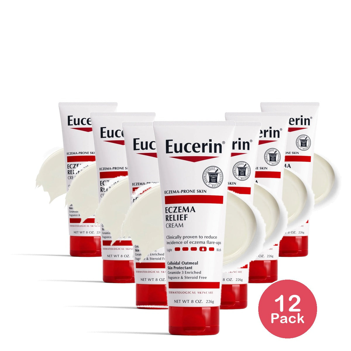 Eucerin Eczema Relief Body Cream for Dry Skin Unscented - 8 oz (Pack of 12)
