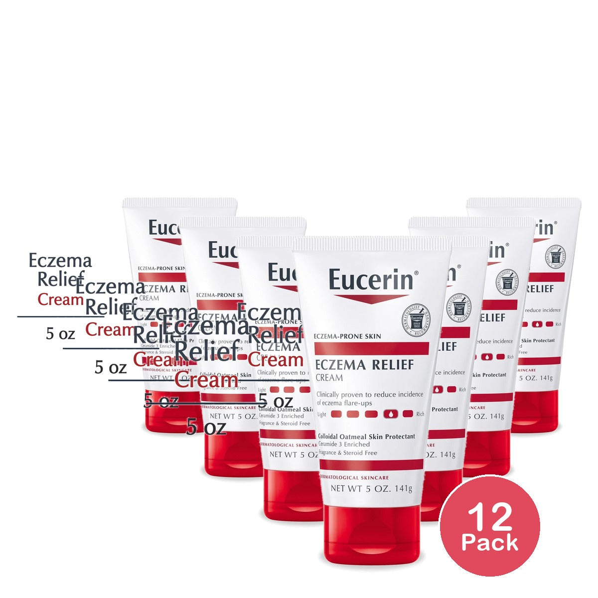 Eucerin Eczema Relief Body Cream Fragrance Free Eczema Lotion Tube 5 Oz (Pack of 12)
