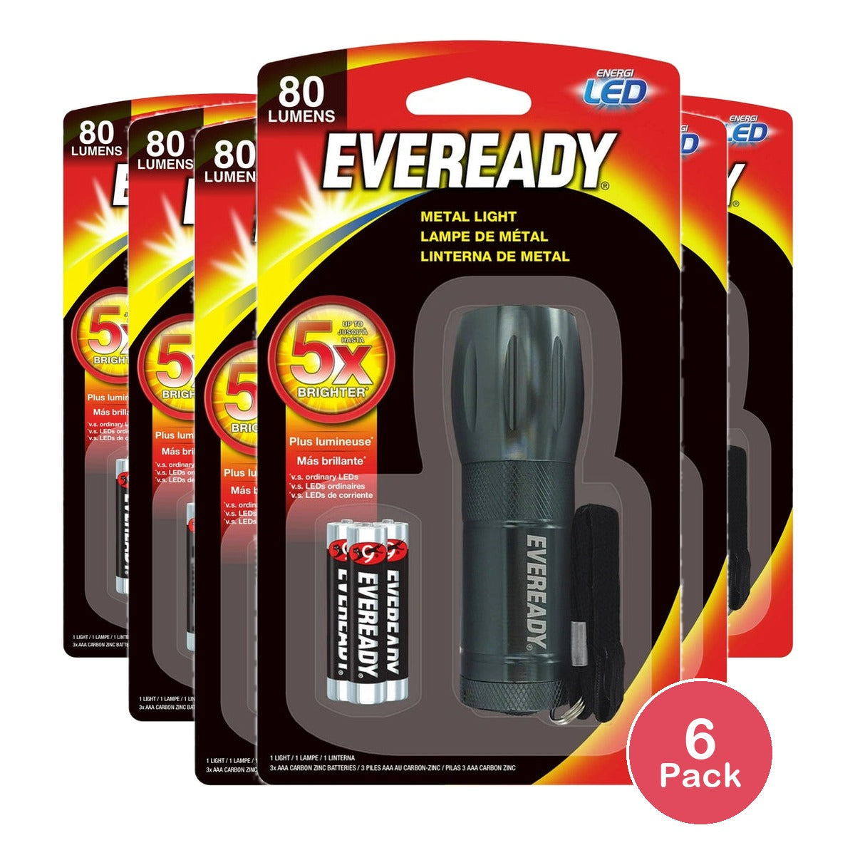 Eveready Compact Metal LED Flashlight (Pack of 6)