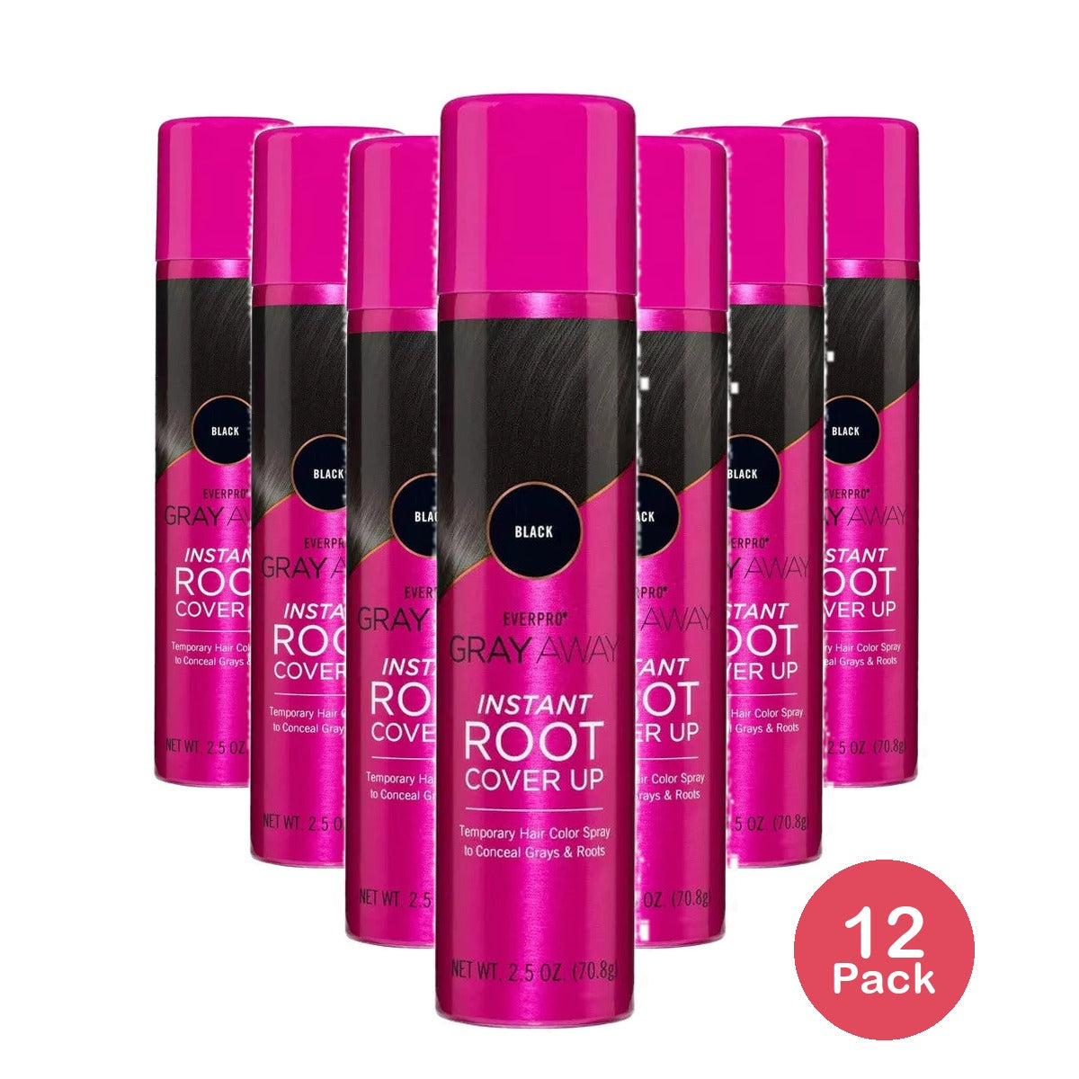 EVERPRO Gray Away Instant Root Color Touch Up System - Black - 2.5oz (Pack of 12)