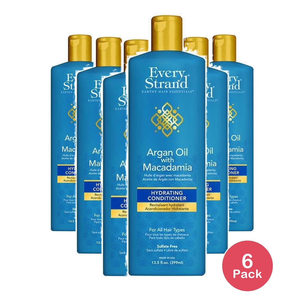 Every Strand Argan Conditioner 13.5 oz.  All Hair Types  Moisturizing 13.5 Fl. Oz (Pack of 6)