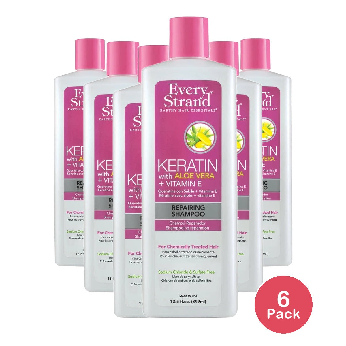 Every Strand Keratin Repairing Shampoo  13.5 fl oz.  All Hair Type  Moisturizing 13.5 Fl. Oz (Pack of 6)