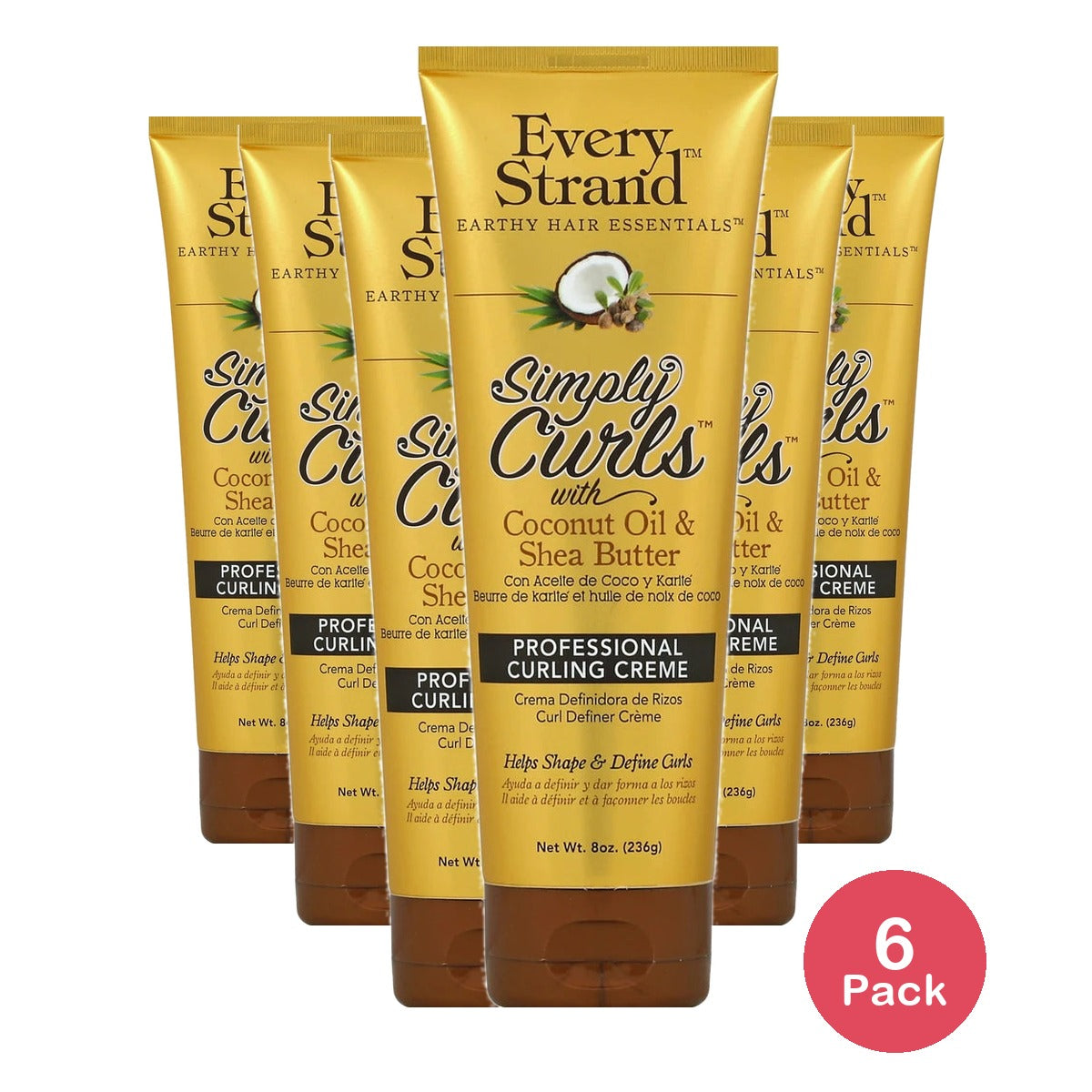 Every Strand Simply Curls Professional Curling Creme  8 oz.  Curly Hair  Moistur 8 Oz (Pack of 6)