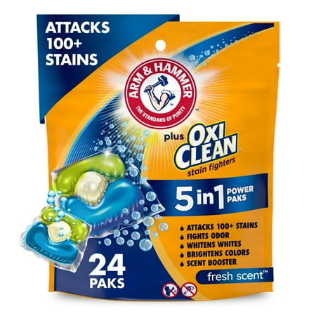 ARM & HAMMER Plus OxiClean Power Paks 24 Count (Pack of 4)