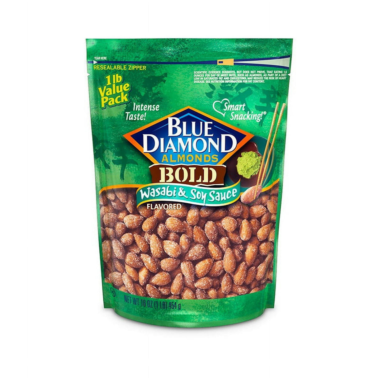 Blue Diamond Almonds BOLD Wasabi &amp; Soy Sauce Bag 16 Oz (Pack of 6)