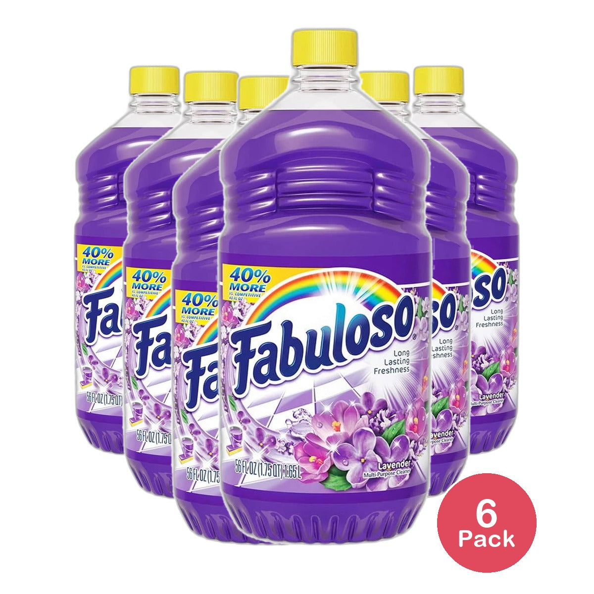 Fabuloso Lavender Multi Purpose Cleaner Long Lasting Freshness 56Oz (Pack of 6)