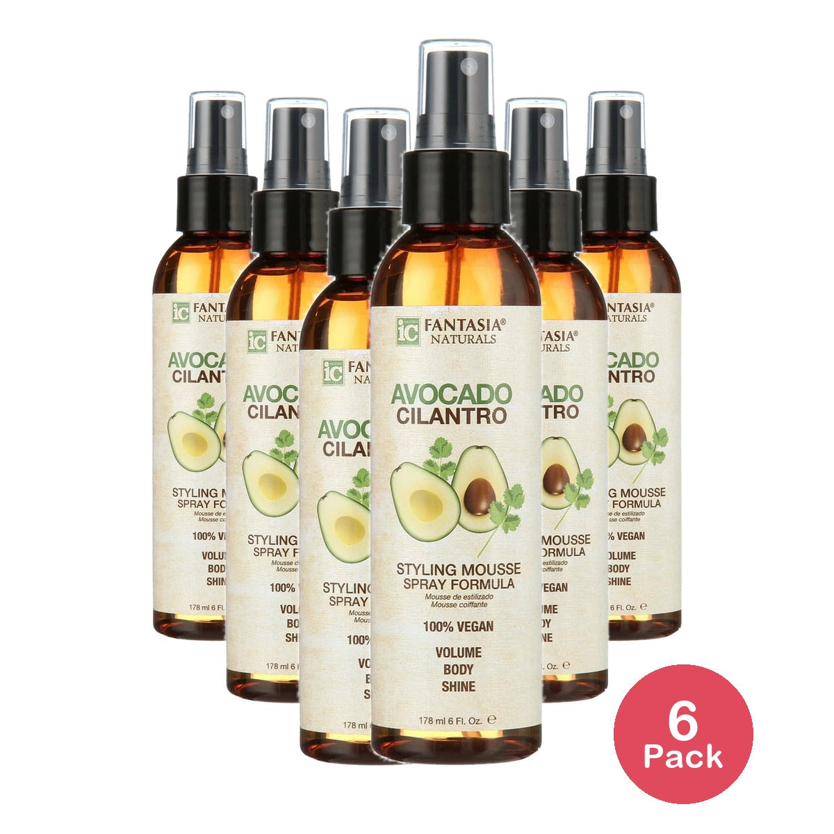 Fantasia Avocado & Cilantro Styling Mousse Spray Formula 178ml/6oz, Moisturizing, All Hair Types, Unisex