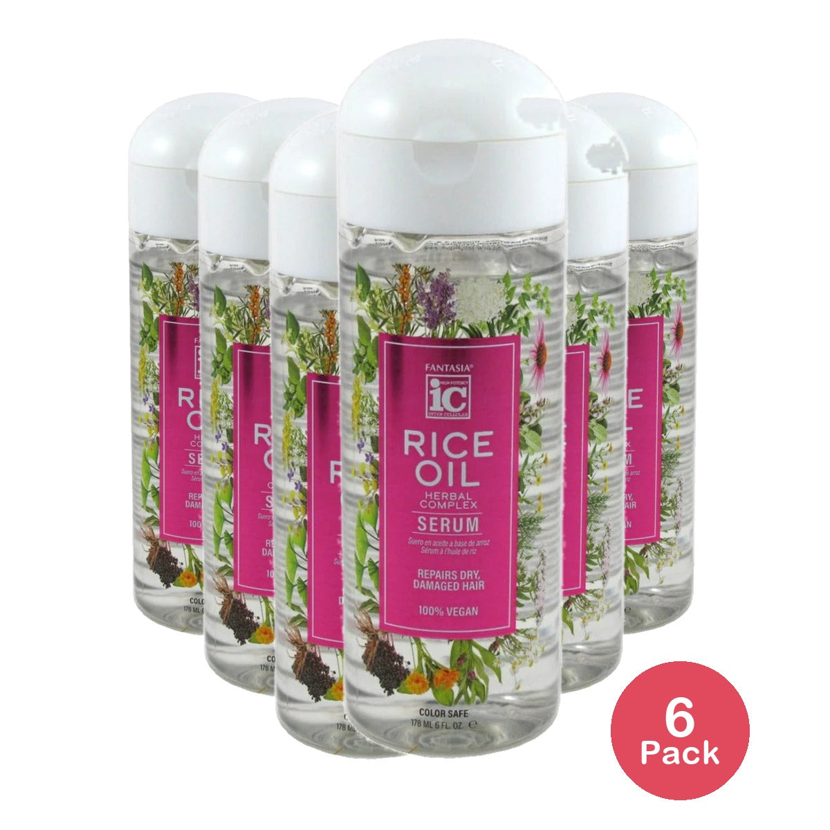 Fantasia IC Rice Oil Hair Serum – 6 Fl. Oz (Pack of 6)
