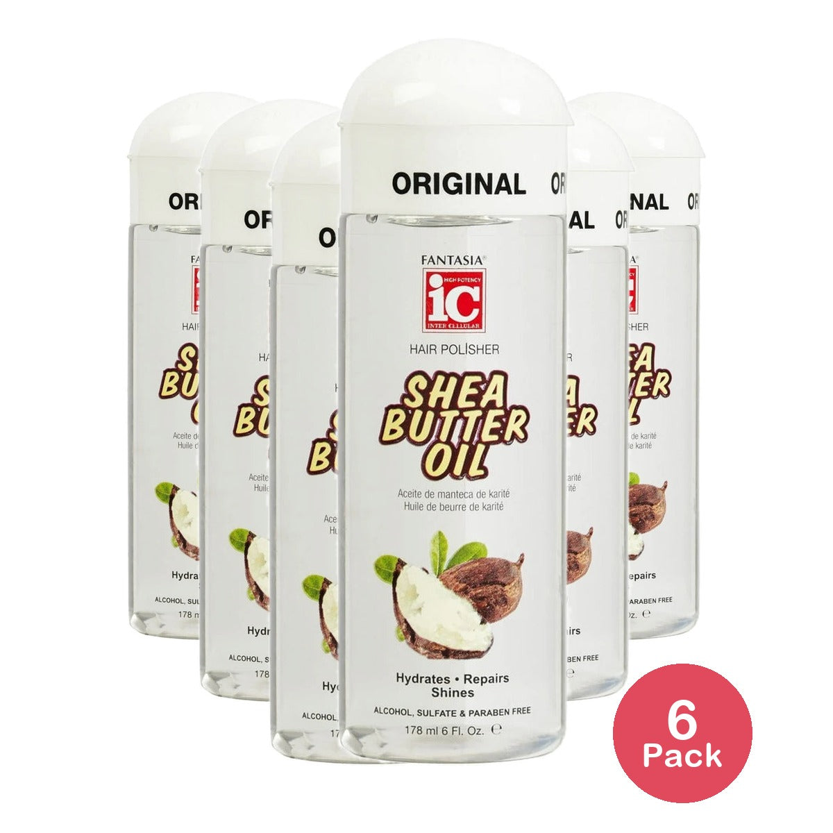 Fantasia ic Shea Butter Oil Hair Polisher, 6 oz., Dry Hair Type, Moisturizing, Unisex (Pack of 6)