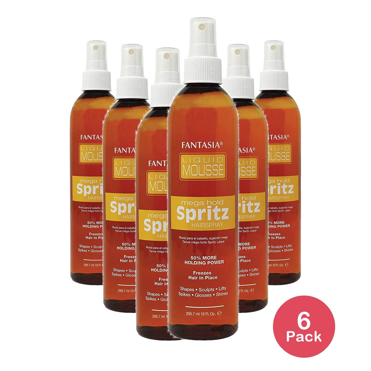Fantasia Liquid Mousse Mega Hold Spritz Hairspray - 10 oz (Pack of 6)