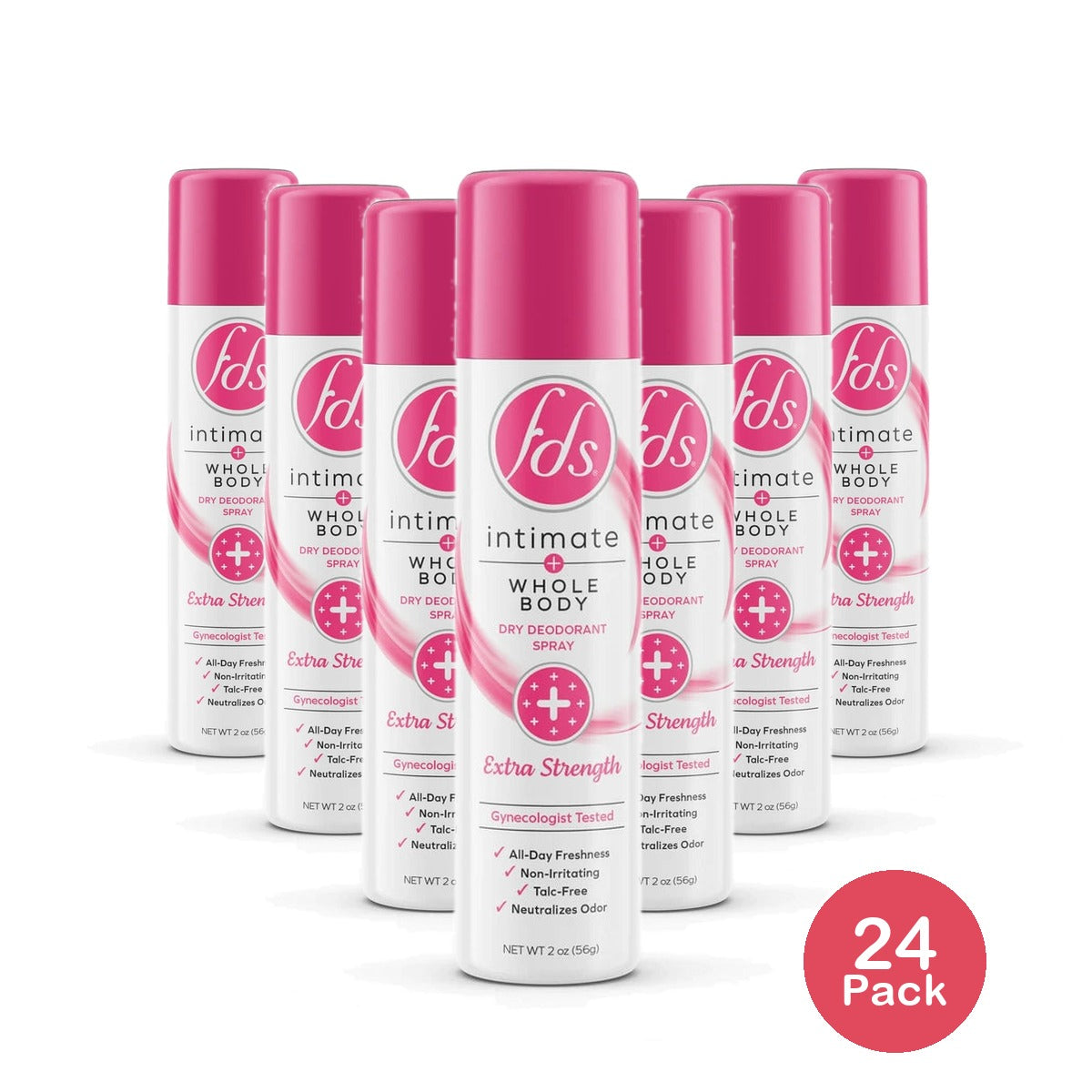 FDS Intimate + Body Dry Feminine Deodorant Spray Extra Strength 2 Oz (Pack of 24)