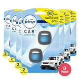 Febreze Car Vent Air Freshener Linen & Sky 2 Count 0.13Oz (Pack Of 8)