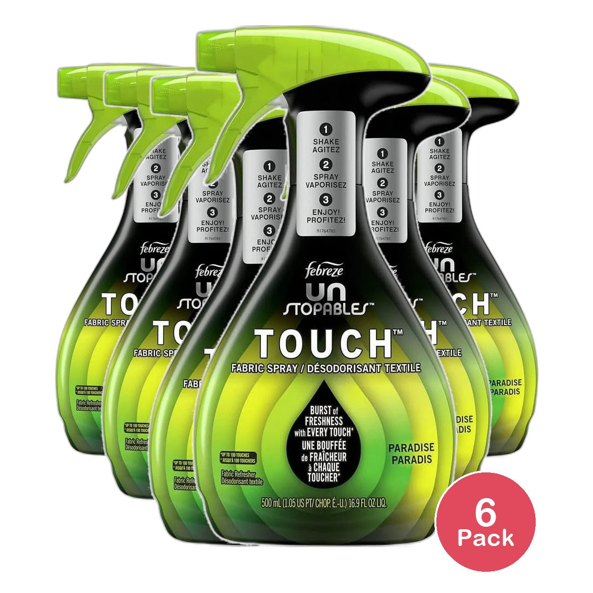 Febreze Unstopables Touch Fabric Spray Paradise 16.9Oz (Pack of 6)