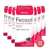 Feosol Ferrous Sulfate High Potency Iron Tablets Original 2.08oz (Pack of 36)