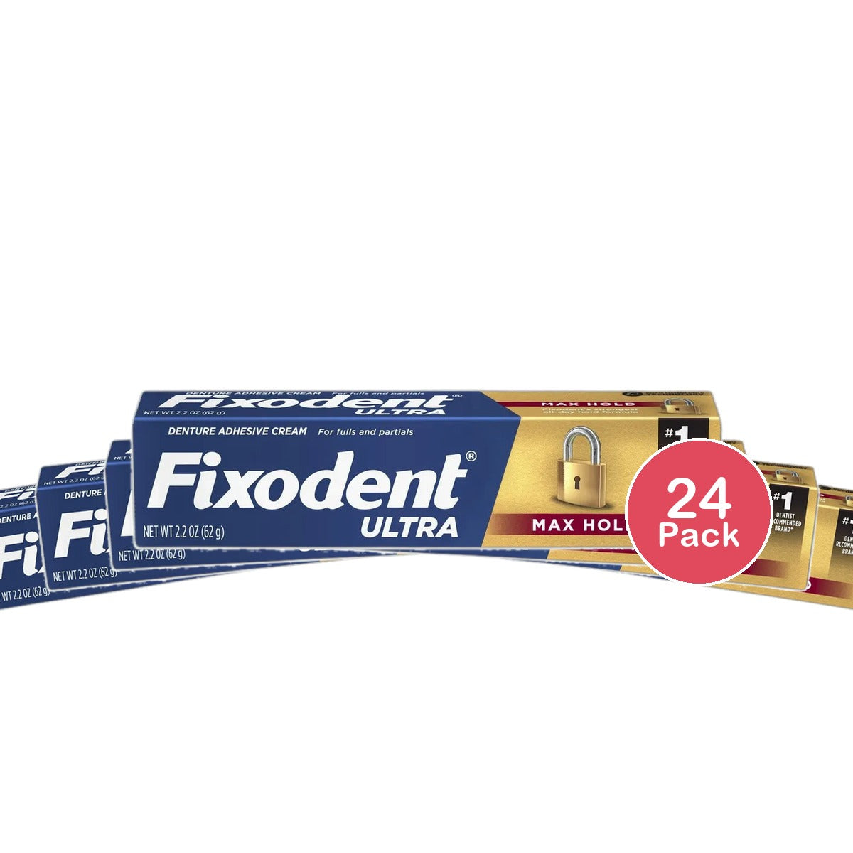 Fixodent Ultra Max Hold Dental Adhesive Cream 2.2Oz (Pack of 24)