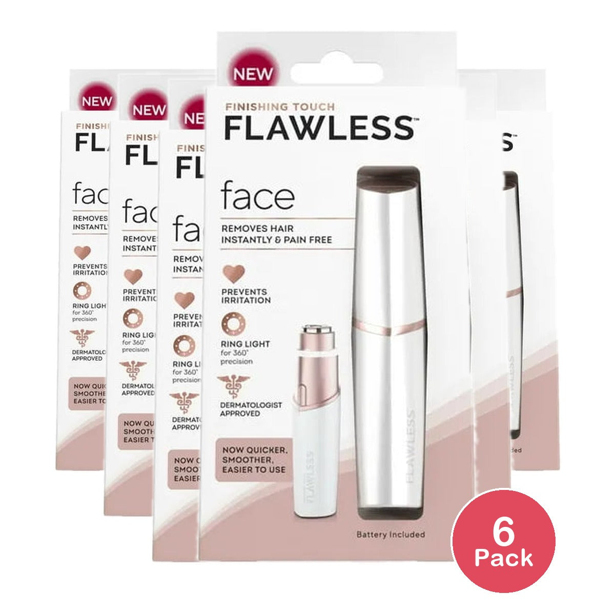 Flawless Face Shaver White 2.4Oz (Pack Of 6)