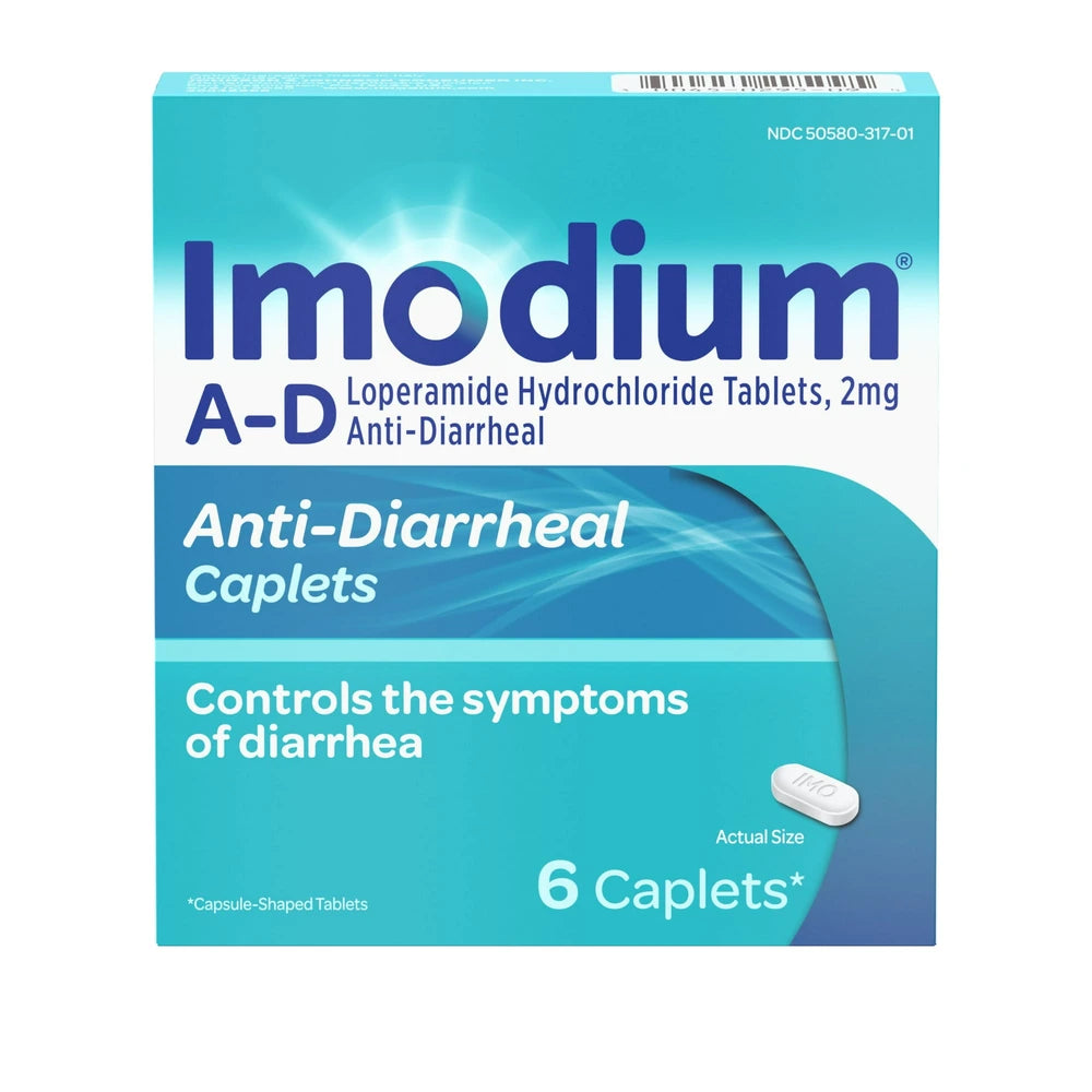 Imodium A-D Loperamide Hydrochloride Diarrhea Relief Caplets - 6 Ct. 0.48 Oz (Pack Of 24)