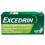 Excedrin Extra Strength Pain Reliever Caplets - Acetaminophen/Aspirin (NSAID) 3.46 Oz (Pack of 24)