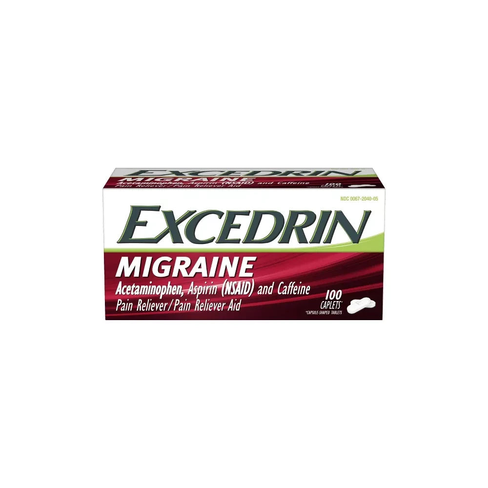 Excedrin Migraine Pain Reliever Caplets - Acetaminophen/Aspirin (NSAID) - 100ct 3.21 Oz (Pack of 24)