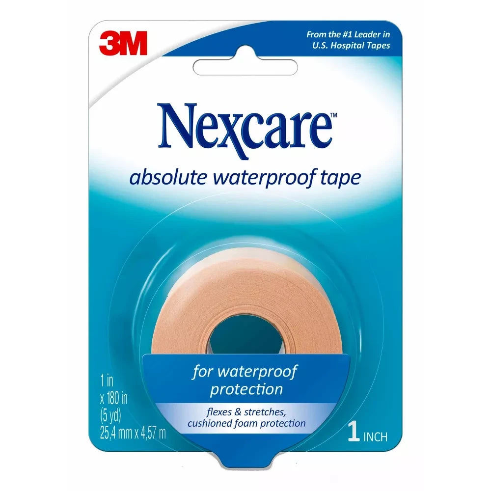 Nexcare Absolute Waterproof First Aid Tape, 1-Inch X 5-Yard Roll (B000Fnhov0) 0.5 Oz (Pack Of 24)