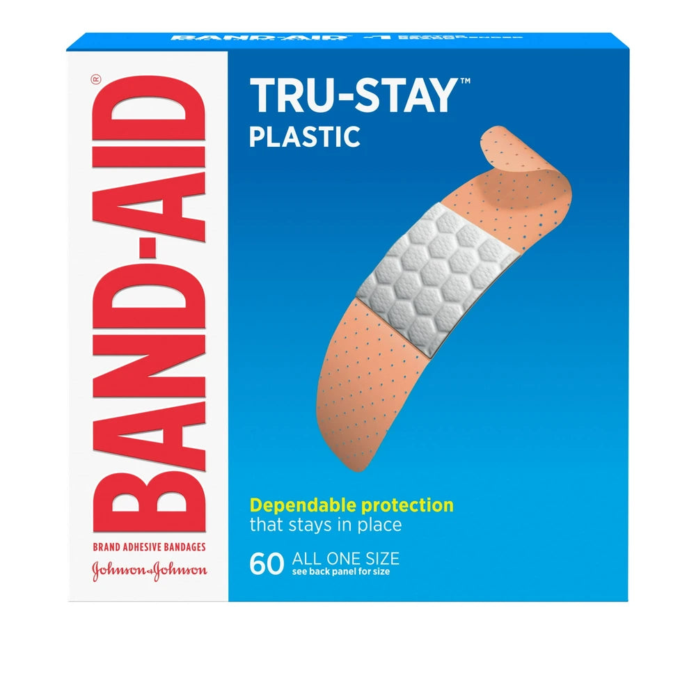 Band-Aid Brand Tru-Stay Plastic Adhesive Bandages All One Size 60 Ct (Pack of 24)