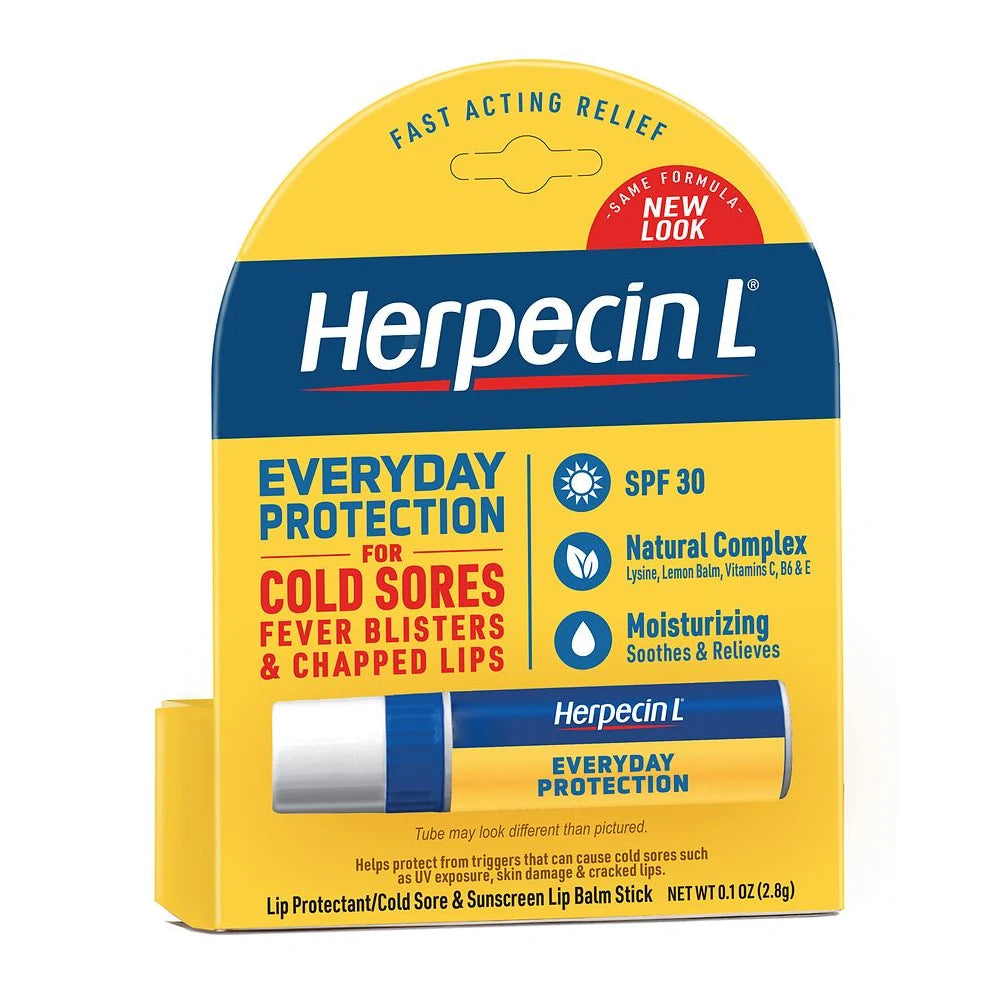 Herpecin L Everyday Protection Cold Sore And Sunscreen Lip Balm Stick 0.1 Oz (Pack Of 24)